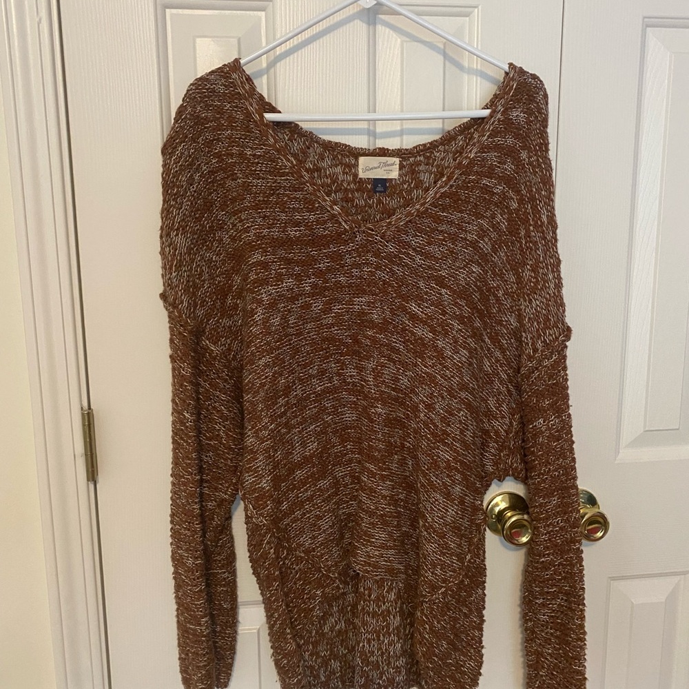 Universal Thread Marled Brown V-Neck Sweater